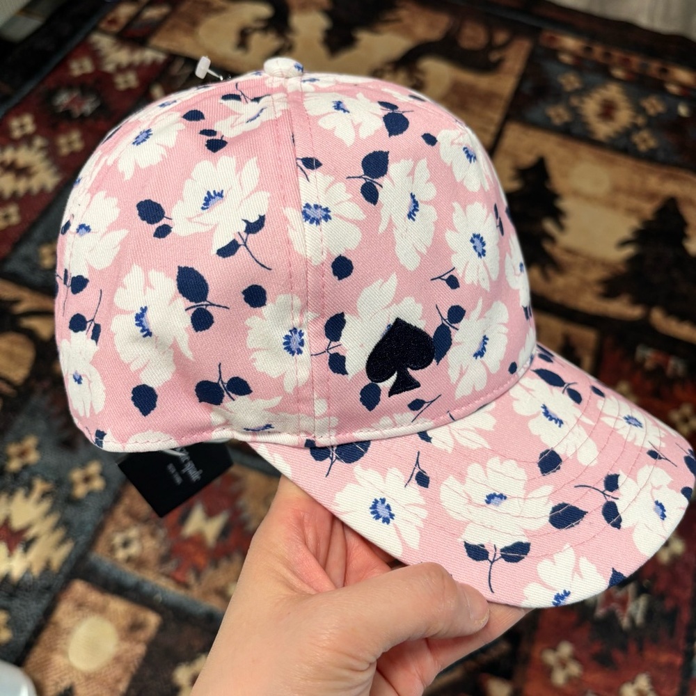 NWT Kate Spade New York Pink Springtime Floral Cotton Twill Baseball Cap
